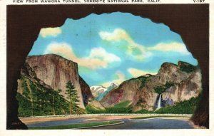 Vintage Postcard 1939 Wawona Tunnel Yosemite National Park CA California