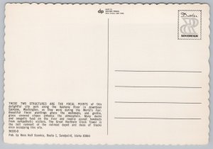 Spokane WA~Clock Tower & Circus Pavilion In Riverfront Park~Continental Postcard 