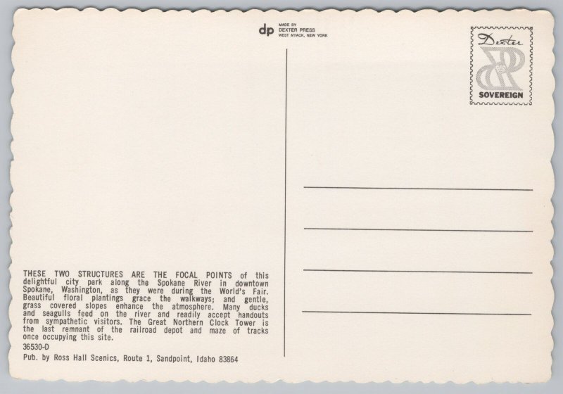 Spokane WA~Clock Tower & Circus Pavilion In Riverfront Park~Continental Postcard 