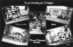 Mount Pleasant Iowa views of Iowa Wesleyan College real photo pc Z12599