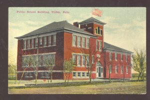 TILDEN NEBRASKA PUBLIC SCHOOL BUILDING FLAG FLYING 1908 VINTAGE POSTCARD