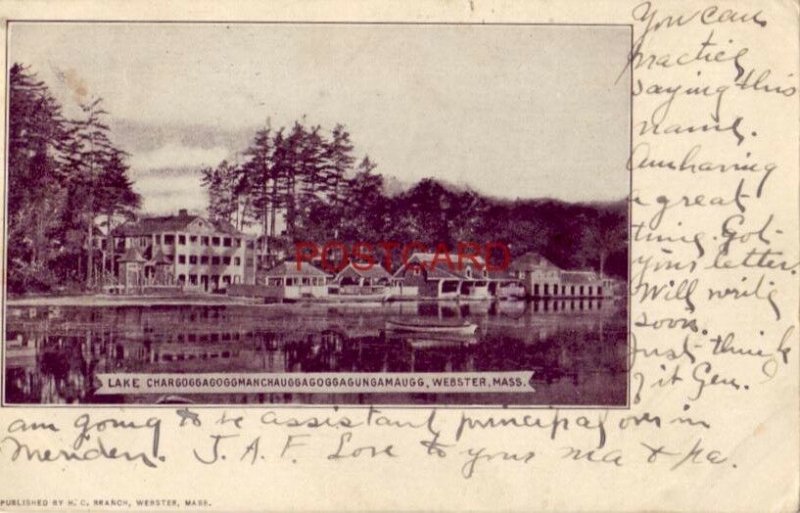 pre-1907 LAKE CHARGOGGAGOGGMANCHAUGGAGOGGAGUNGAMAUGG, WEBSTER, MASS 1906