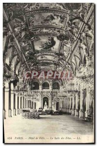 Old Postcard Paris Hotel de Ville La Salle des Fetes