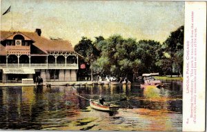 Refectory on Lake, Rowboats Lincoln Park Chicago IL Vintage Postcard X32