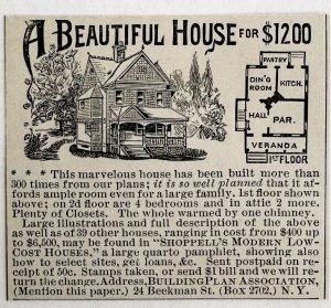 Beautiful House 1885 Advertisement Victorian Ephemera Real Estate ADBN1kkk