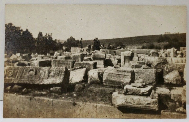 Israel, Synagogue at Capernaum with Prayer RPPC Vintage Photo Postcard D17