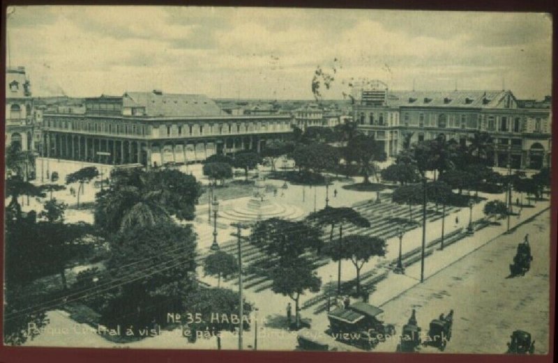 R052521 VINTAGE HABANA HAVANA CUBA POSTCARD BEV OF CENTRAL PARK 1913