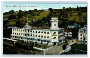 c1910 Train Scene, Regina Hotel Ste. Anne De Beaupre Canada Antique Postcard