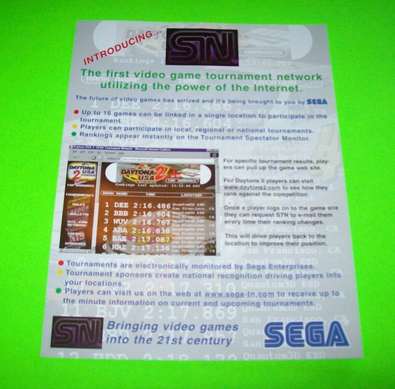 SEGA VIDEO GAME NETWORK ORIGINAL NOS VIDEO ARCADE GAME SALES FLYER BROCHURE 