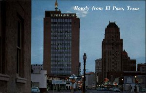 El Paso Texas TX Howdy Natural Gas Bldg Street Scene Vintage Postcard