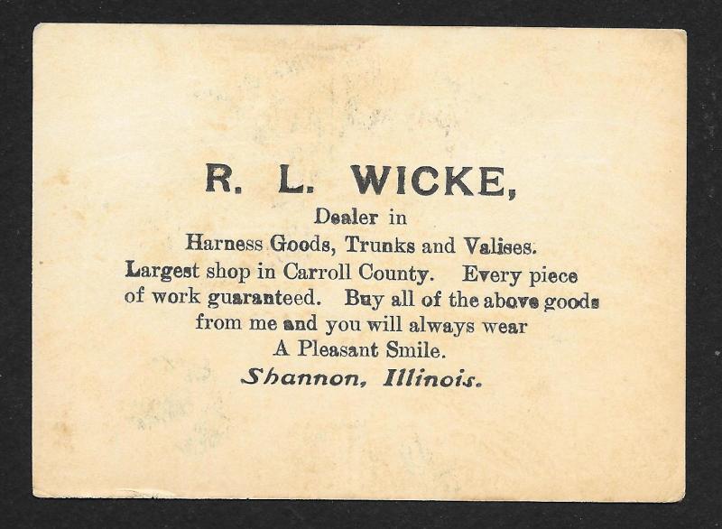 VICTORIAN TRADE CARD RL Wicke Harnesses Trunks & Valises