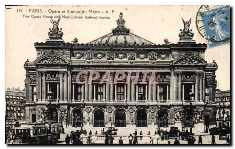 Postcard Old Paris Opera and the Metro Station