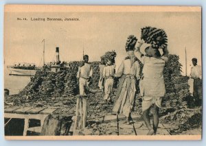 Jamaica Postcard Loading Bananas and Steamship View c1920’s Antique Unposted