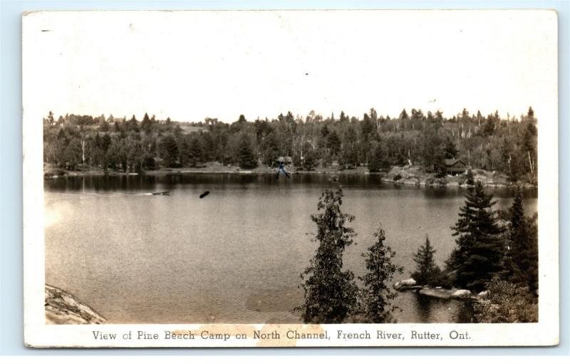 *Pine Beach Camp North Channel French River Rutter Ontario Vintage Postcard C85