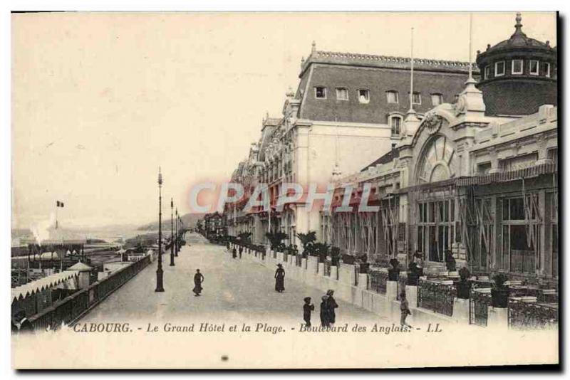 Old Postcard Cabourg Grand Hotel and the Boulevard des Anglais Beach