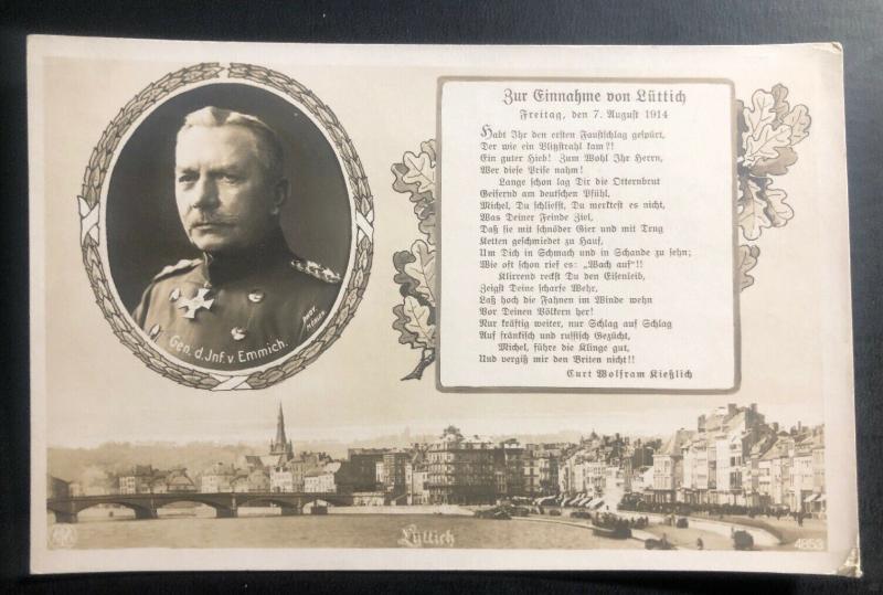 Mint Germany Picture Postcard PPC Infantry General Emmich Memorial 