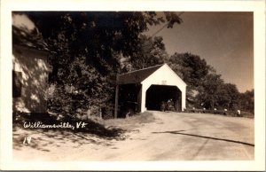 Real Photo Postcard Horse Pulled Carriage Covered Bridge Williamsville, Vermont