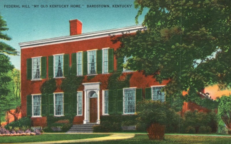 Vintage Postcard Federal Hill My Old Kentucky Summer Home Bardstown Kentucky KY