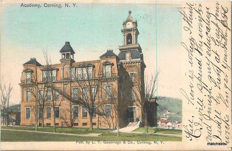 1907 Academy Corning New York hand colored Goodridge postcard 12583