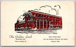 Lebanon Ohio 1950s Postcard The Golden Lamb Hotel