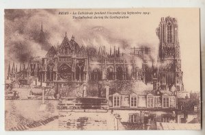 P2837, P2837, france postcard reims WW1 1914 view cathedral during the conflagat