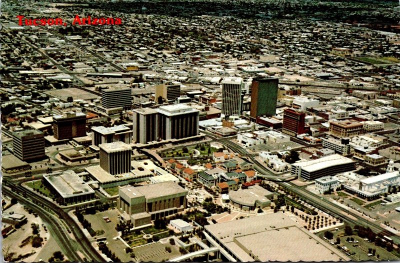 Arizona Tucson Downtown Aerial View With La Placita Plaza and New Civic Center