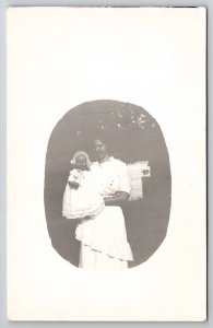 Victorian Mother With Baby Beautiful White Gown RPPC Postcard D28