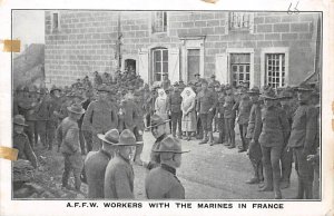 AFFW Workers with Marines in France US Marines Military, Misc. Unused 