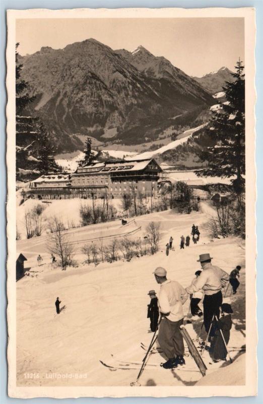 Postcard Germany Bavaria Hindeland Oberdorf Luitpold Bad Skiing RPPC Photo K19