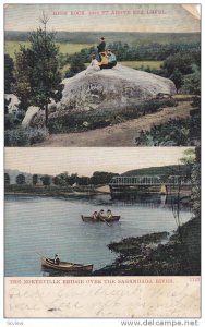 2-views, The Northville Bridge over the Sagandaga River, New York,  PU-1906