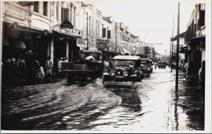 Indonesia Palembang Sumatra Flood Street Scene Vintage RPPC C130