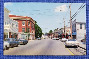 Vintage c1960 Main Street The Square Street Scene Springvale Maine ME Postcard