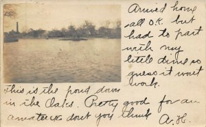 Portland ME Unusual View of Deering Oaks Pond Real Photo Postcard