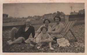 Herne Beach Kent Family & Golly Toy Newspaper Old RPC Postcard