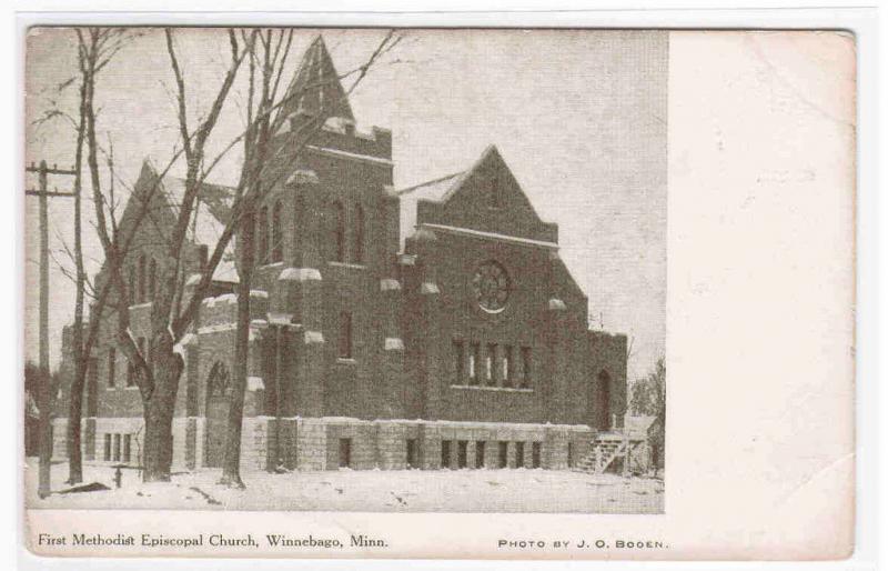 First M E Church Winnebago Minnesota 1910c postcard