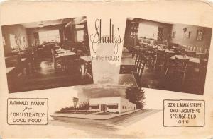 Springfield Ohio 1940s Postcard Shultz's Fine Food Restaurant