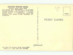 Unused Pre-1980 MOTEL SCENE Cranston Rhode Island RI G7055