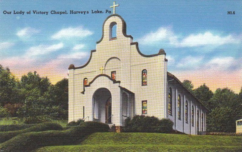 Postcard Lady Victory Chapel Harveys Lake PA