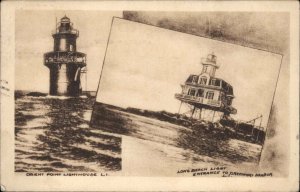 Greenport Harbor Long Island NY Orient Point Lighthouse Vintage Postcard