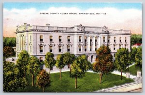 Springfield Missouri~Birds Eye Greene County Court House~Vintage Linen Postcard