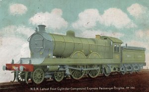 NER Four Cylinder Compound Express 4-4-2 No 730 Train Postcard