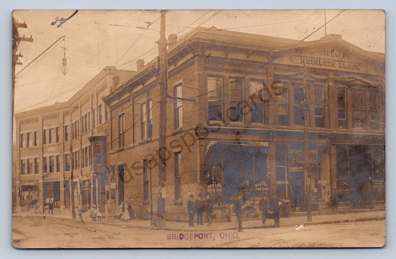 J87/ Bridgeport Ohio RPPC Postcard c1910 Heinlein Block Boston Store 1009