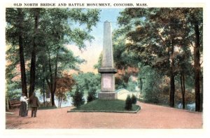 Old North Bridge and Battle Monument Concord Massachusetts Postcard