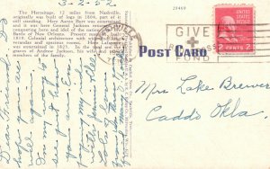 Vintage Postcard 1952 Entrance to Hermitage Home President Jackson Nashville TN