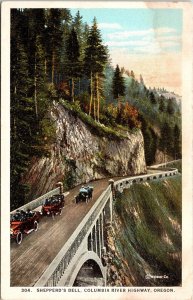Shepperds Dell Columbia River Hwy Oregon OR WB Postcard Old Cars VTG UNP Vintage 