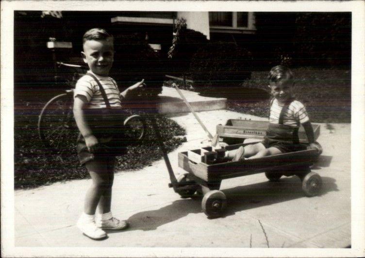 Eureka CA Cancel - Twin Boys Playing in Firestone Wagons Real Photo Postcard