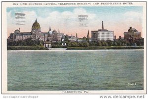 Pennsylvania Harrisburg Sky Line Showing Capitol Telephone Building And Penn ...