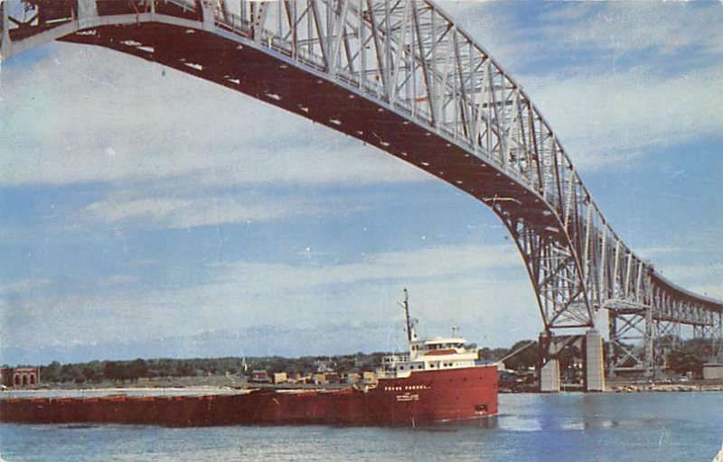 Blue Water International Bridge Freighter Passing  - Ontario, Michigan MI
