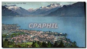 Old Postcard Vevey, and Dent du Midi