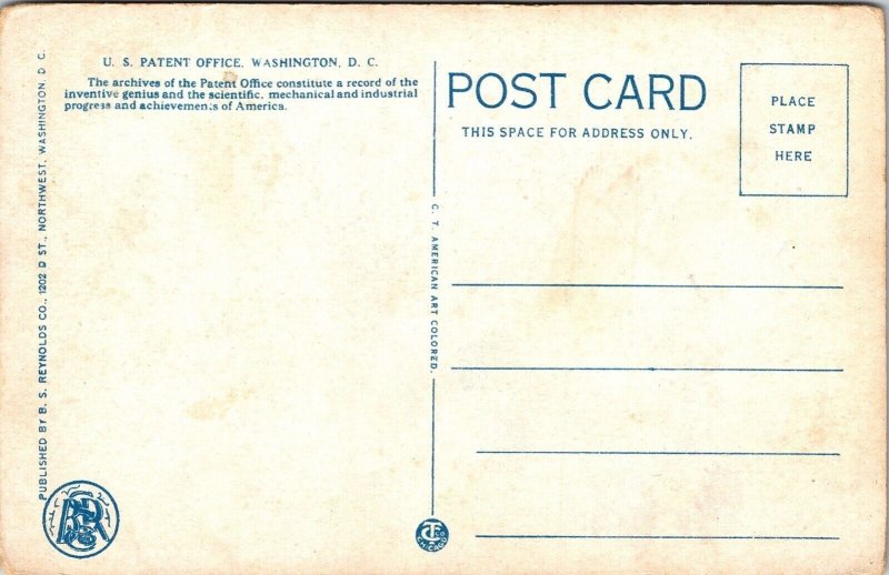 US Patent Office Washington DC WB Postcard VTG UNP Curt Teich Vintage Unused 